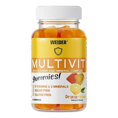 Abbildung von Weider Multivit Gummies, Multivitamin Gummibärchen, leckere Fruchtgummies, Vitamine und Mineralstoffe hochdosiert, zuckerfrei, 40 Portionen, 200 g