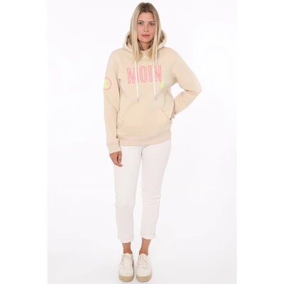 Abbildung von Zwillingsherz Hoodie, mit Kapuze, gesticktem &quot;MOIN&quot; und Anker Motiv, bedruckte Zugbänder