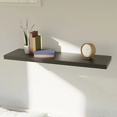 Abbildung von Hochwertiges Wandregal Wandboard Bücherregal Hängeregal, CD DVD Regal Schweberegal Schwarz 120cm MDF PVC B120xH3,8xT23,5 cm