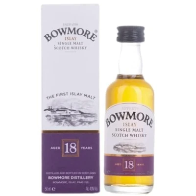 Abbildung von Bowmore 18 Years Old mit Geschenkverpackung Whisky (1 x 0.05 l)