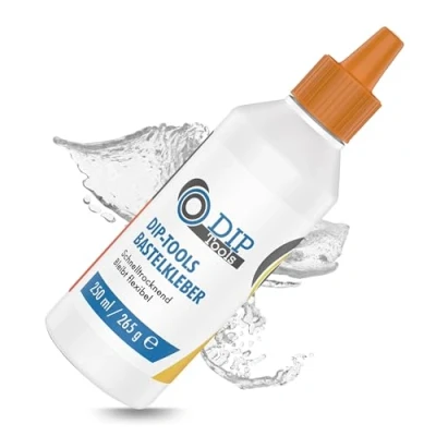 Abbildung von DIP Tools Bastelkleber 250ml I transparent &amp; schnelltrocknend, für verschiedene Materialilien, Alleskleber Kleber Klebstoff Flüssigkleber Spezialkleber, zum basteln Hobby Haushalt
