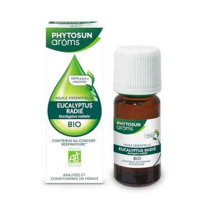 Abbildung von PHYTOSUN AROMS Ätherisches Öl Eukalyptus, radiiert, Bio HEBBD 100 % rein &amp; natürlich trägt zum Komfort der Atmung bei analysiert verpackt in Frankreich 10 ml