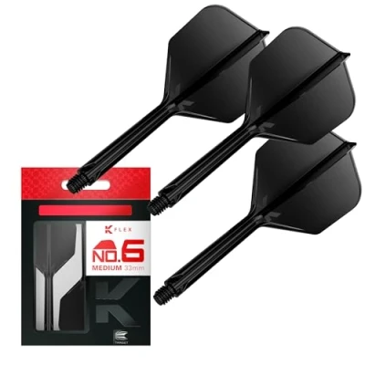 Abbildung von Target Darts K Flex Integrated Dart Flights and Shafts, Nr.6 Schwarz (Mittel) 3er Pack No6, Kflex All In One Moulded Flight &amp; Stem Professionelles Zubehör