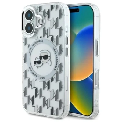Abbildung von CG MOBILE Karl Lagerfeld KLHMP16SHMCKMHT Hülle für iPhone 16 6.1&quot; transparent IML Monogram Karl&amp;Choupette Head