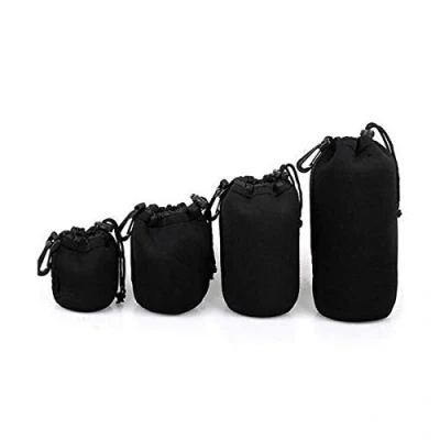 Abbildung von DUBENS 4 Pcs Neopren Objektivtasche Objektivbeutel Köcher schützenden für Nikon Canon Sony Pentax Olympus Panasonic DSLR Kamera Objektiv Schwarz
