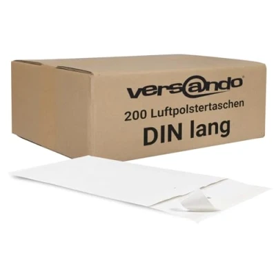 Abbildung von versando 200x DIN lang Luftpolsterumschläge Innenmaß 110 x 220 mm Außenmaß 125 235 weiß für
