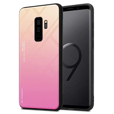 Abbildung von Cadorabo Hülle kompatibel mit Samsung Galaxy S9 Plus Schutzhülle TPU Silikon Case Glas Slim Kratzfest Weiche Gummi Rundumschutz für in Schwarz