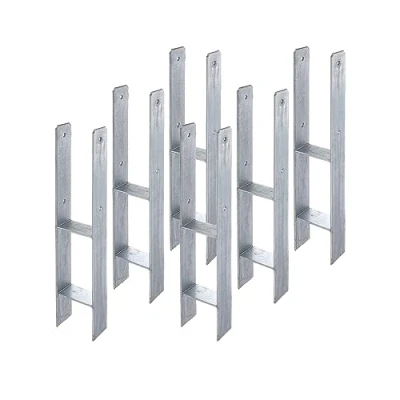 Abbildung von siwitec Pfostenträger 6er Set H Pfostenträger, feuerverzinkt, zum Einbetonieren, für Holzpfosten im Außenbereich, Einbetonieren