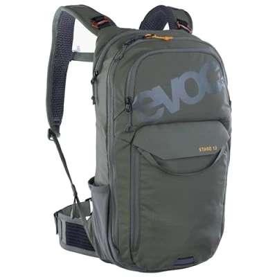 Abbildung von EVOC STAGE 12, Backpack (verstellbare Schultergurte durch BRACE LINK, AIR FLOW CONTACT SYSTEM, inkl. Trinkblasenfach, Werkzeugfach und Komprimierungsgurte, One Size), Dark Olive