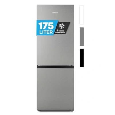 Abbildung von Heinrich&#039;s Kühlgefrierkombination 175Liter, Kühlvolumen 122L, Gefrierfach 53L,LED Innenraumbeleuchtung, Kühlschrank Türanschlag wechselbar, leise 39dB,große Tiefkühlboxen, 7 Temperaturstufen, (inox)