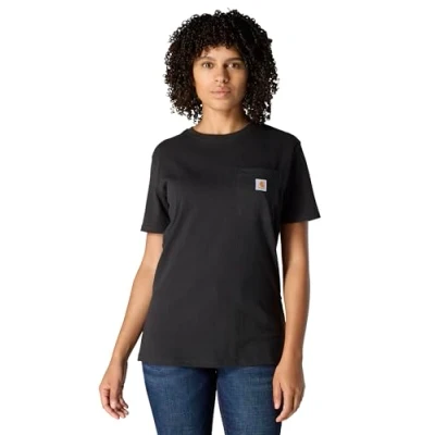 Abbildung von Carhartt, Damen, K87 Weites, schweres, kurzärmliges T Shirt mit Tasche, Schwarz, M