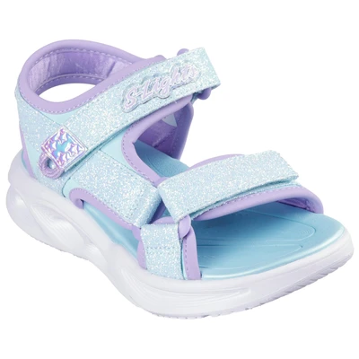 Abbildung von Skechers SOLA GLOW SANDAL Sandale, Klettschuh, mit Glitzer, Blinkfunktion, Größenschablone zum Download