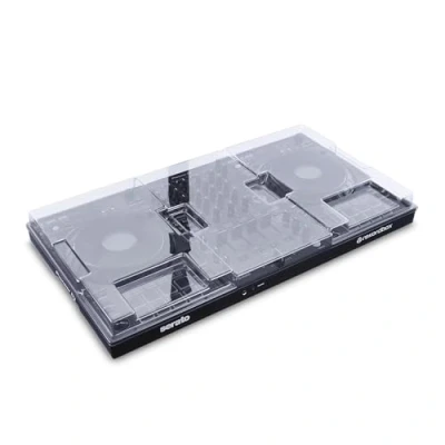 Abbildung von Decksaver cover für Pioneer DJ DDJ FLX10 Superstrapazierfähiger Schutzdeckel aus Polykarbonat in geräucherter, klarer Farbe, hergestellt Großbritannien die Wahl der DJs unschlagbaren Schutz