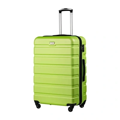 Abbildung von COOLIFE Hartschalen Koffer Trolley Rollkoffer Reisekoffer ardschale Boardcase Handgepäck mit TSA Schloss und 4 Rollen (Apfelgrün, Großer Koffer)