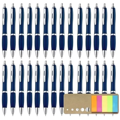 Abbildung von Libetui 50er Pack ergonomische Kugelschreiber Set Kulli blauschreibend rutschfeste Griffzone Großraumine Blau Kuli Haushalt Büro Schule Gehäuse Dunkelblau Navy