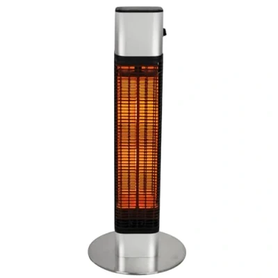 Abbildung von HOME It® Heizstrahler Infrarot 1200W Infrarotstrahler Terrasse, Kompakter Terrassenheizer Elektrisch mit Carbon Heizröhre, Spritzwassergeschützt (IP55) Mini Standheizstrahler, Schwarz Edelstahl