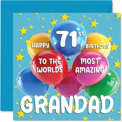 Abbildung von Stuff4 Geburtstagskarte zum 71. Großvater World&#039;s Most Amazing Grandad Geburtstag für von Enkelsohn Enkelin, 145 mm x mm, Alter 71, 71 Grußkarten Opa