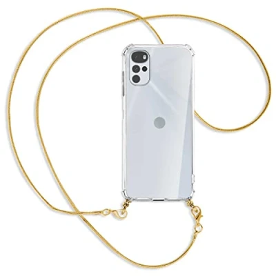 Abbildung von mtb more energy® Handykette kompatibel mit Motorola Moto G22 4G (6.5&#039;&#039;) Metallkette (Snake Gold) Smartphone Hülle zum Umhängen Anti Shock Full TPU Case