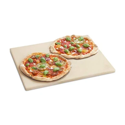 Abbildung von BURNHARD Pizzastein für Gasgrill &amp; Holzkohlegrill aus Cordierit Brot, Flammkuchen Pizza, rechteckig 45 x 35 1.5 cm