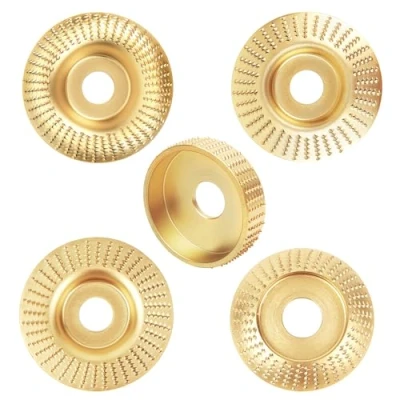 Abbildung von 5 Stück Holz Schleifscheiben für Winkelschleifer Schruppscheiben, Holzbearbeitungswerkzeuge Schnitzen und Schleifen von Holz, Weichholz, Hartholz (Gold)