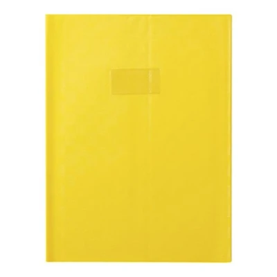 Abbildung von Clairefontaine 71304C Heftumschlag / Heftschoner Hefthülle Calligraphe mit Feinkörnung, DIN A4+ 24x32 cm, Etikettenhalter, Lesezeichen, aus PVC blickdicht und strapazierfähig, Gelb, 1 Stück