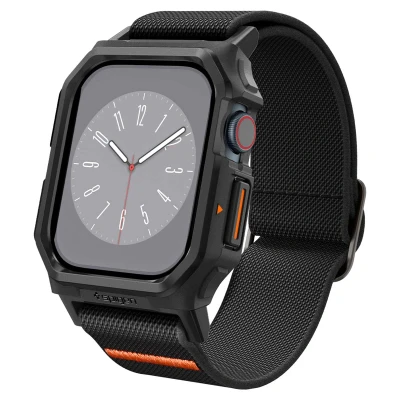 Abbildung von Apple Watch 10 42 mm Bumper Spigen Lite Fit Pro voor de Schwarz Silikon Und TPU (weich) Smartwatch Armbänder
