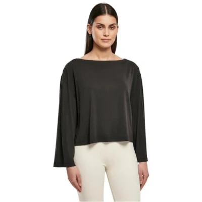 Abbildung von Urban Classics Short Bateau Necklinie Langarmshirt für Kinder, Größe: 4XL, Black