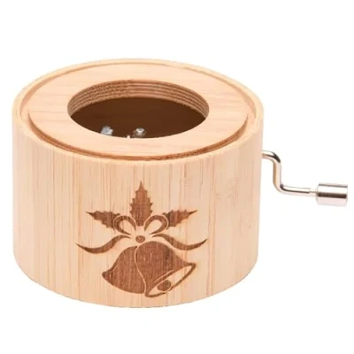 Abbildung von Spieluhr aus Bambus mit Weihnachtslied: Kling, Glöckchen, klingelingeling music box von Kurbelwerk green line, Classic Edition, Motiv Glocken