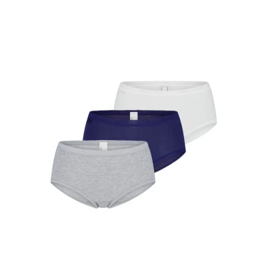 Abbildung von Sloggi MIDI 3 PACK Slip Weiß dunkelblau grau, Damen, Größe: 36, grau