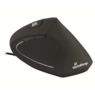 Abbildung von MediaRange ergonomische 6 Tasten Maus mit optischem Sensor für Rechtshänder, kabelgebunden, schwarz