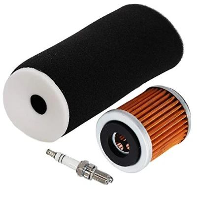 Abbildung von Carkio Luftfilter Element Reiniger mit Ölfilter Zündkerze Kit für Yamaha Raptor 350 YFM350 YFM350R, Warrior YFM350X, YFM350FX, Big Bear YFM350FW, ersetzt 1UY 14451 00 00, 1UY134400100