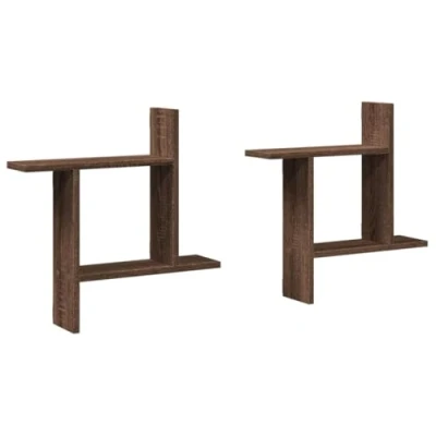 Abbildung von vidaXL Wandregale 2 STK., Wandregal mit Stauraum, Hängeregal für Esszimmer Wohnzimmer, Bücherregal Schweberegal Wandboard, Braun Eichen Optik Holzwerkstoff