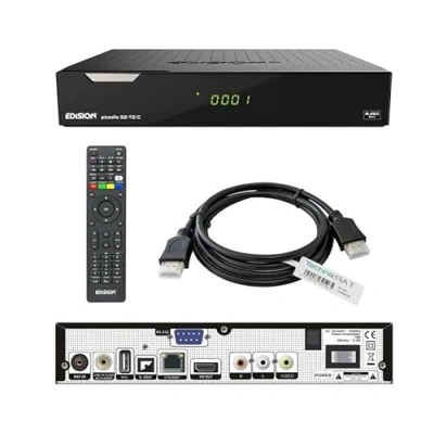 Abbildung von EDISION PICCOLLO 3in1 HEVC Full HD Combo Receiver mit DVB S2 &amp; C/T2 H.265/HEVC inkl. TechnikRAT HDMI Kabel 1,5 m CI Schacht Conax Kartenleser 2 x USB, HDMI, LAN