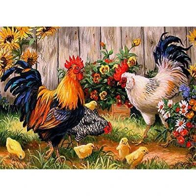 Abbildung von DIY 5D Diamond Painting Kits Bohren voll Huhn und Blumen Diamant Bilder Erwachsene Kinder Kristall Strass Stickerei Kreuzstich Art Craft für Home Wand Decor Geschenk Round Drill,30x40cm