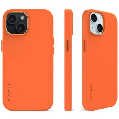 Abbildung von Apple iPhone 15 Hülle MagSafe Silikon Decoded Backcover/Soft Case Handyhülle Orange