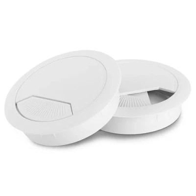 Abbildung von LouMaxx Kabeldurchführung Schreibtisch weiß 2er Set Kabeldurchlass 60mm Ø Tisch Kabel Durchführungen aus stabilem Kunststoff passgenaue Kabellochabdeckung mit Stabiler