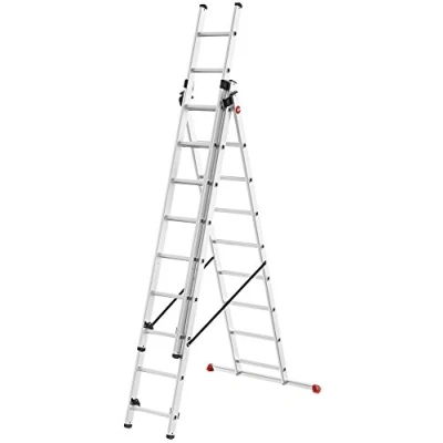 Abbildung von Hailo Vielzweckleiter &quot;HobbyStep combi&quot;, (Set), Aluminium Kombileiter 3 teilig 3x9 Sprossen