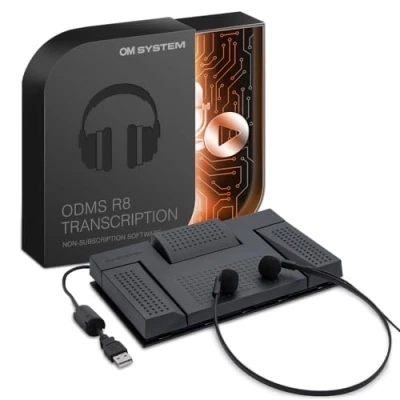 Abbildung von OM SYSTEM AS 2700 Audio Transkriptionskit (USB Fußpedal, Stereokopfhörer für Schreibkräfte, ODMS R8 Transkriptionssoftware Windows PC)