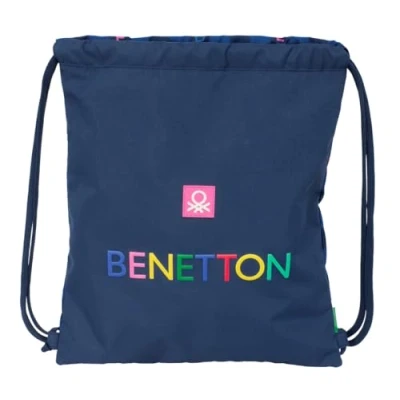 Abbildung von Safta Benetton Damero Rucksack, flach, groß, ideal für Kinder verschiedener Altersgruppen, bequem und vielseitig, Qualität Widerstandsfähigkeit, 35 x 40 cm, marineblau, M, Casual