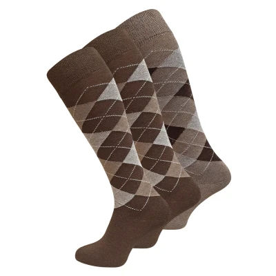 Abbildung von Cotton Prime Comfort 3 PAAR MIT Karos Kniestrümpfe, Herren, Größe: 43 46, Braun