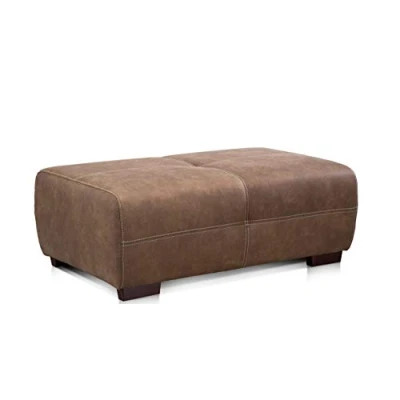 Abbildung von Cavadore Hocker Mavericco / Brauner in Lederoptik Industrial Style Passend zu Big Sofa und Ecksofa 108 x 71 41 cm (BxHXT) Mikrofaser Nougat