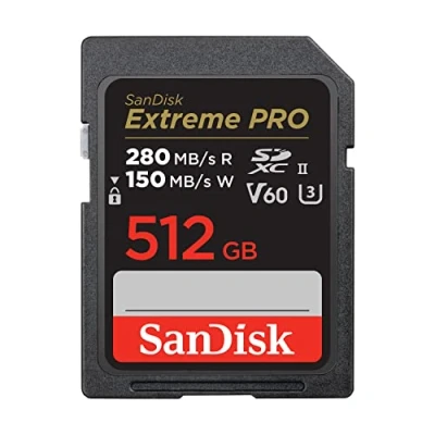 Abbildung von SanDisk Extreme PRO SDXC UHS II Speicherkarte V60 512 GB (280 MB/s, 6K, 4K UHD, U3, C10, Rescue Deluxe)