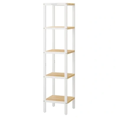 Abbildung von SONGMICS Badregal 5 Ebenen, schmales Regal stehend, Bambusregal, multifunktionales Aufbewahrungsregal, für Küche, Wohnzimmer, Schlafzimmer, Badezimmer, wolkenweiß naturbeige BCB055N01