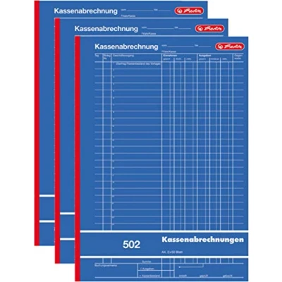 Abbildung von Herlitz 882415 Kassenabrechnungsbuch 502, Karton, A4, 2x50 Blatt blau (3)
