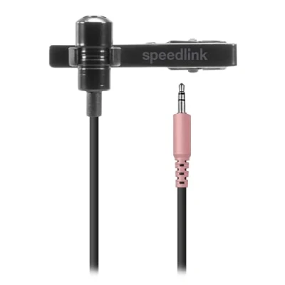 Abbildung von Speedlink SPES Ansteckmikrofon mit Kabel Klinke 3,5mm Lavalier Mikrofon Klinkenstecker, Clip On Mikrofon, Abnehmbarer Metall Halteklipp, Rauschunterdrückung, schwarz