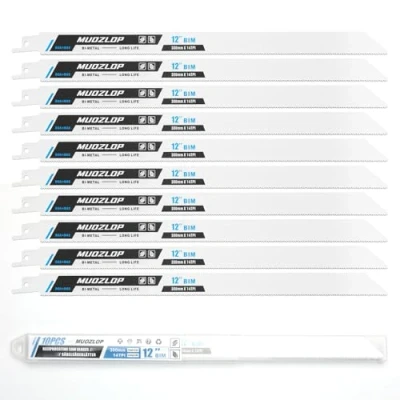 Abbildung von MUOZLOP 10 Pack 12 inch Säbelsägeblätter Set，14 TPI Sägeblätter für Säbelsäge，für Holz/Metall (10, 14TPI 300mm)