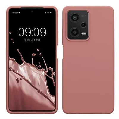 Abbildung von kwmobile Hülle kompatibel mit Xiaomi Redmi Note 12 Pro 5G Silikon Handy Case Handyhülle weiche Oberfläche kabelloses Laden Winter Rose