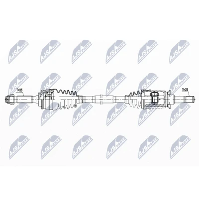Abbildung von NTY NPW CH 094 Antriebswelle Hinterachse rechts 821 Schaltgetriebe 6 Gang JEEP: Compass