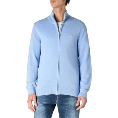 Abbildung von GANT Herren Cotton Pique Zip Cardigan Strickjacke, Clear Sky, XX Large