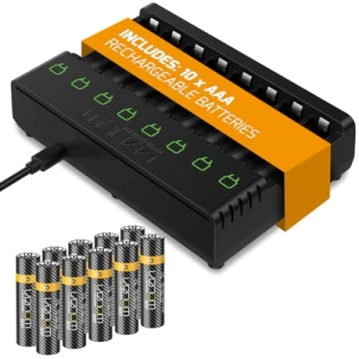 Abbildung von Venom Power 8 Wege Ladestation Plus 10 x AAA 500 mAh wiederaufladbare Batterien
